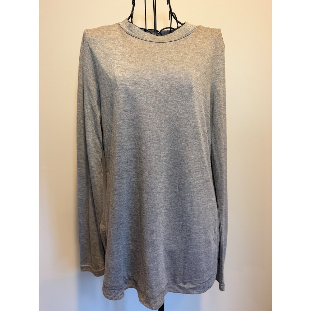 Charlie Paige Womens Heather Gray Long Sleeve Crew Neck Tunic Top Small
